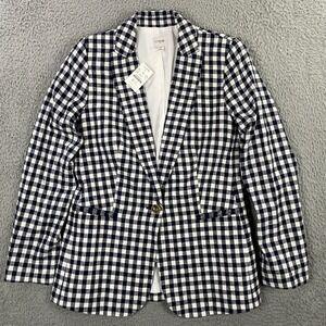 J.CREW Gingham Linen-blend‎ Holland Blazer Womens size 2 Summer Jacket Event NEW